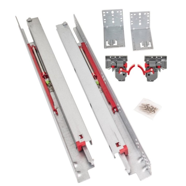 HR MAX™ Standard Duty Soft-close 100 lb Full Extension Undermount Slide Kit Includes Clips  Rear Brackets & Screws