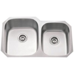 32" L x 20-3/4" W x 9" D Undermount 16 Gauge Stainless Steel 60/40 Double Bowl Sink