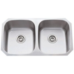 32-1/4" L x 18-1/2" W x 9" D Undermount 16 Gauge Stainless Steel 50/50 Double Bowl Sink