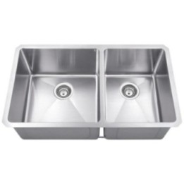 32" L x 19" W x 10" D Undermount 16 Gauge Handmade Stainless Steel 60/40 Double Bowl Sink