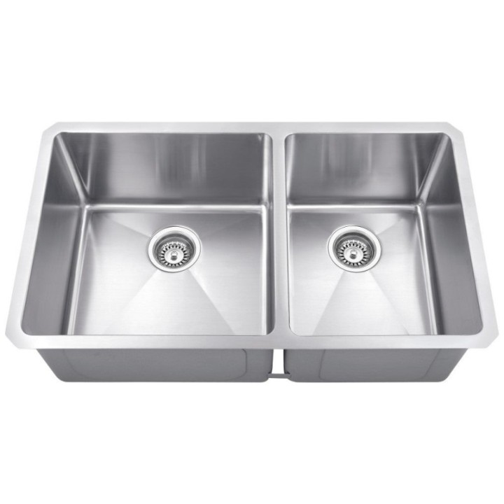 32" L x 19" W x 10" D Undermount 16 Gauge Handmade Stainless Steel 60/40 Double Bowl Sink