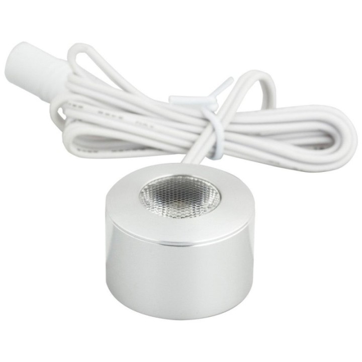 105 Lumens/Fixture 12-volt Accent Output Mini Round Series Puck Light  Single-White  Brushed Aluminum
