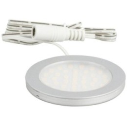 190 Lumens/Fixture 12-volt Standard Output Ultra-Thin Series Puck Light  Single-White  Satin Nickel