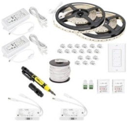 32 Ft.. 225 Lumens/Ft. 12-volt Standard Output Duo Wireless Controller Tape Light Kit  2 Zone 2 Area  Single-White