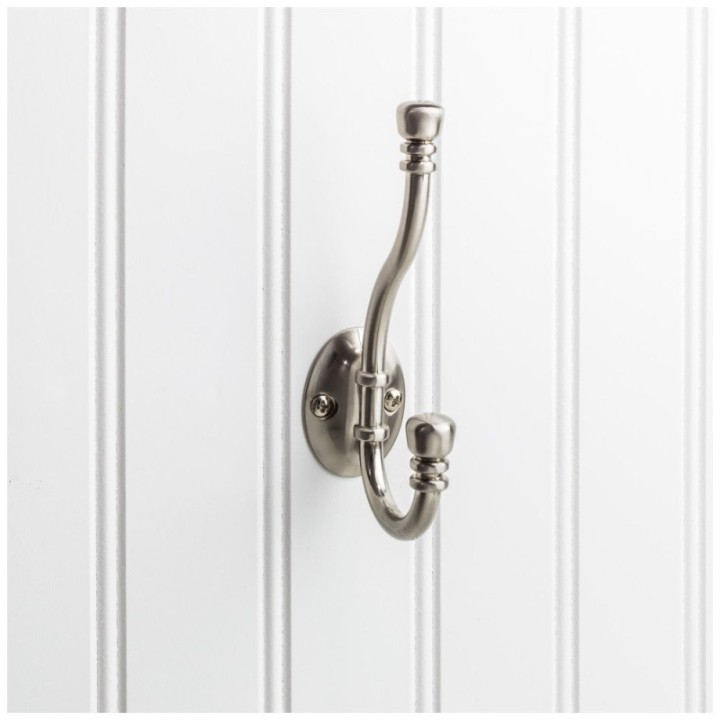 5-3/16" Ringed Contemporary Double Prong Wall Mounted Hook
