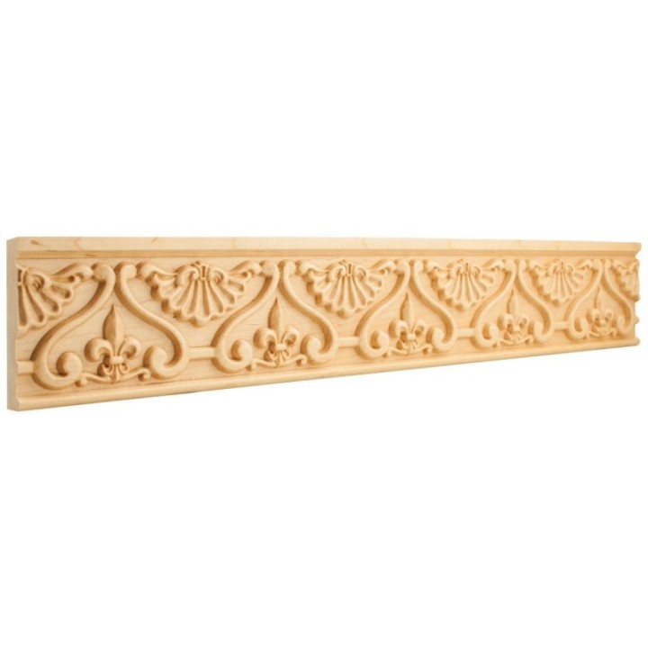7/8" D x 4" H Fleur-de-lis Hand Carved Moulding