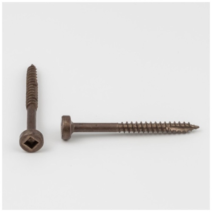 #6 x 1 1/2" Clear Brown Wax Face Frame Square Drive Type 17 Fine Thread Screw Sold by the Keg. Order 7 for a Keg of 7 000 Screws
