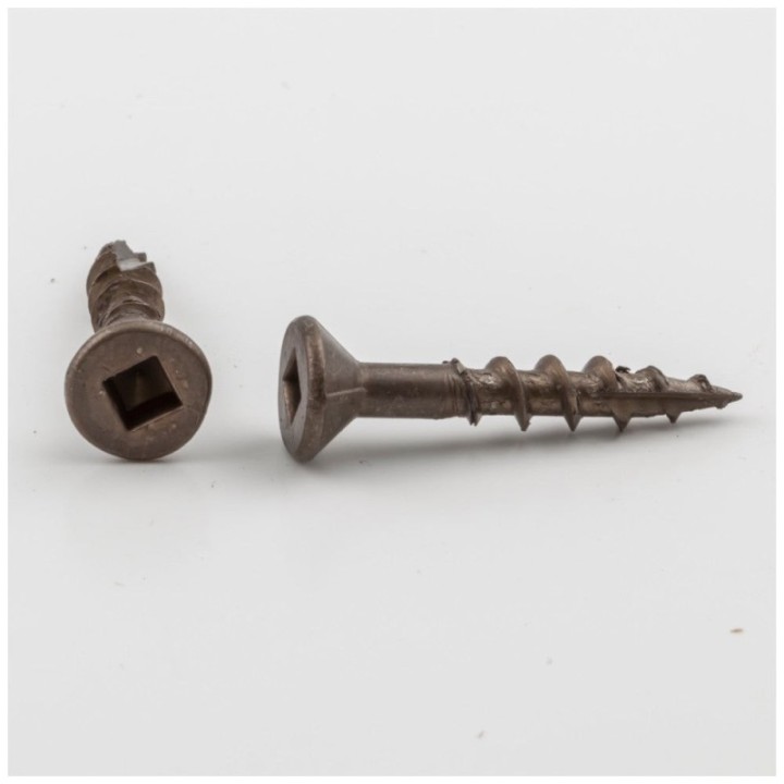 #8 x 1" Clear Brown Wax Square Drive Type 17 Coarse Thread Flat Head Nib Screw Sold by the Keg. Order 10 for 10 000 Screws