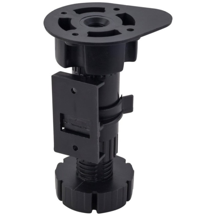 Black Plastic Adjustable Feet with Toe Kick Bracket 100-170 mm