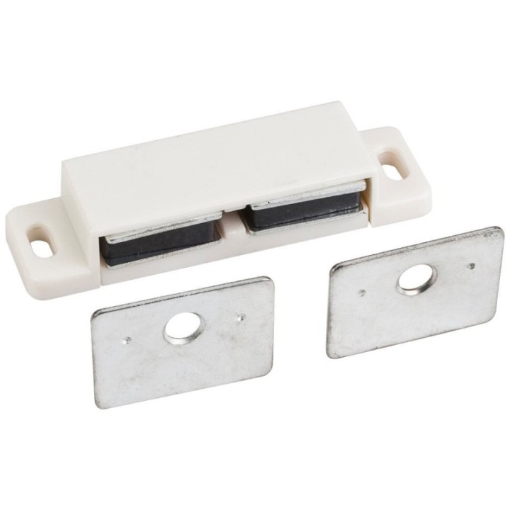 15 lb Double Magnetic Catch White/Zinc  Retail Pack