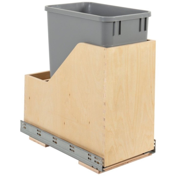 Single 35 Quart Wood Bottom-Mount Soft-close Vanity Trashcan Rollout for Hinged Doors  Includes One Can