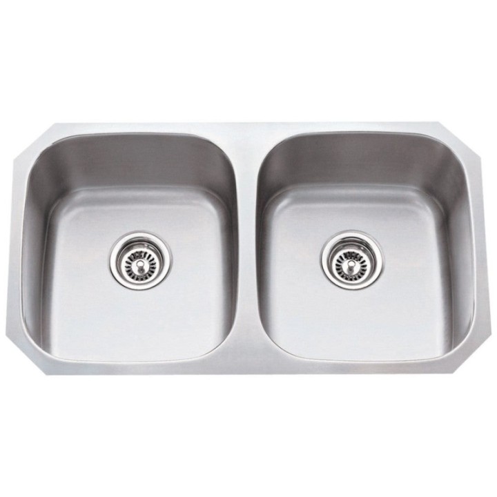 32-1/4" L x 18-1/2" W x 9" D Undermount 18 Gauge Stainless Steel 50/50 Double Bowl Sink