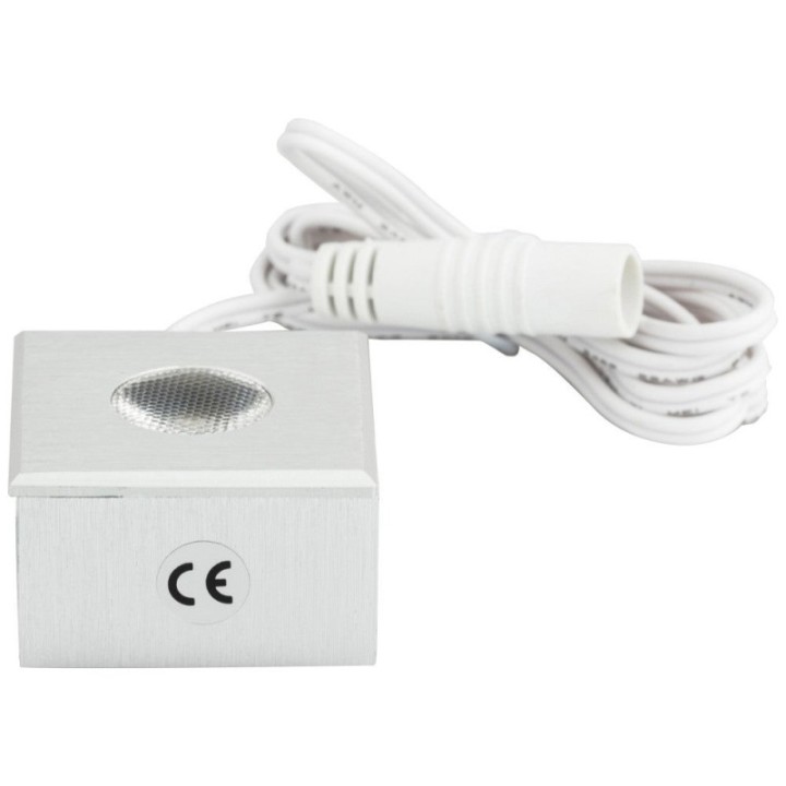 105 Lumens/Fixture 12-volt Accent Output Mini Square Series Puck Light  Single-White  Brushed Aluminum