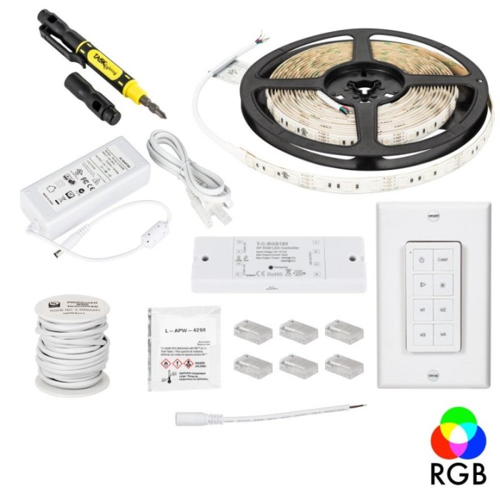 16 Ft. 130 Lumens/Ft.. 12-volt Accent Output Multi-Color RGB Wireless Controller Tape Light Kit  1 Zone 1 Area