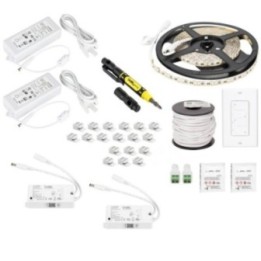16 Ft.. 225 Lumens/Ft. 12-volt Standard Output Duo Wireless Controller Tape Light Kit  2 Zone 2 Area  Single-White