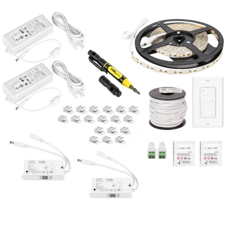 16 Ft.. 225 Lumens/Ft. 12-volt Standard Output Duo Wireless Controller Tape Light Kit  2 Zone 2 Area  Single-White