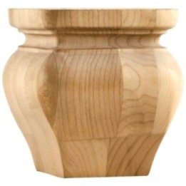 4-1/4" W x 4-1/4" D x 4-1/4" H Square Turned Bun Foot