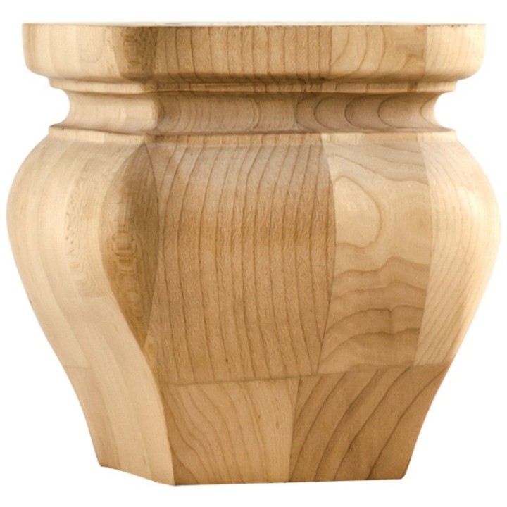 4-1/4" W x 4-1/4" D x 4-1/4" H Square Turned Bun Foot