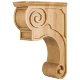 3-3/8" W x 8" D x 11-3/4" H Scrolled Mission Corbel