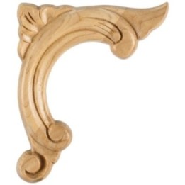 3-3/4" W x 3/8" D x 4-1/2" H Right Corner Acanthus Appliqué