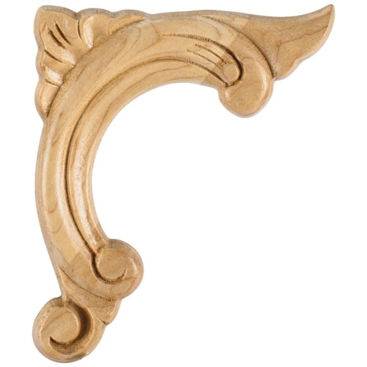 3-3/4" W x 3/8" D x 4-1/2" H Right Corner Acanthus Appliqué