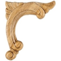 3-3/4" W x 5/16" D x 4-1/2" H Right Pressed Rubberwood Acanthus Corner Appliqué