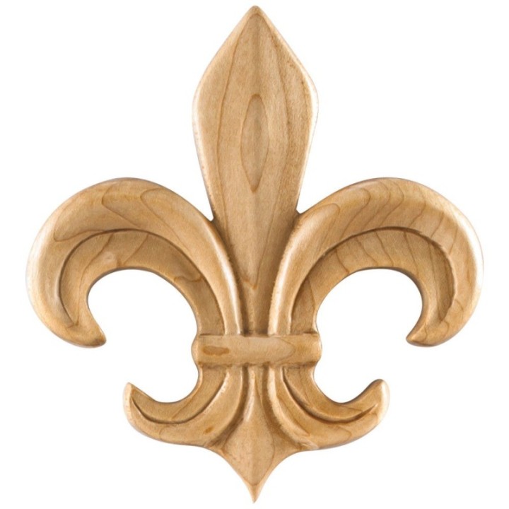 3-3/4" W x 5/16" D x 4-1/4" H Pressed Fleur-de-lis Appliqué