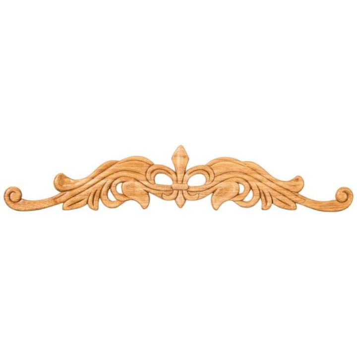 20" W x 5/16" D x 4-3/16" H Pressed Rubberwood Fleur-de-lis Onlay