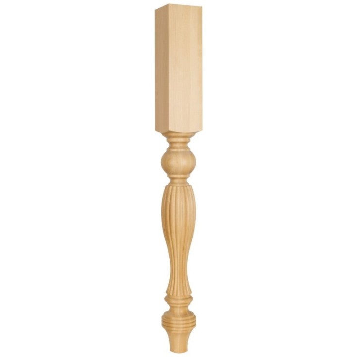 3-3/4" W x 3-3/4" D x 35-1/2" H Tapered Reeded Leg