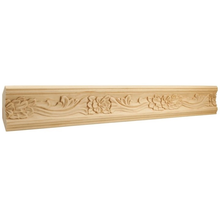 1" D x 3-3/4" H Botanical Hand Carved Crown Moulding