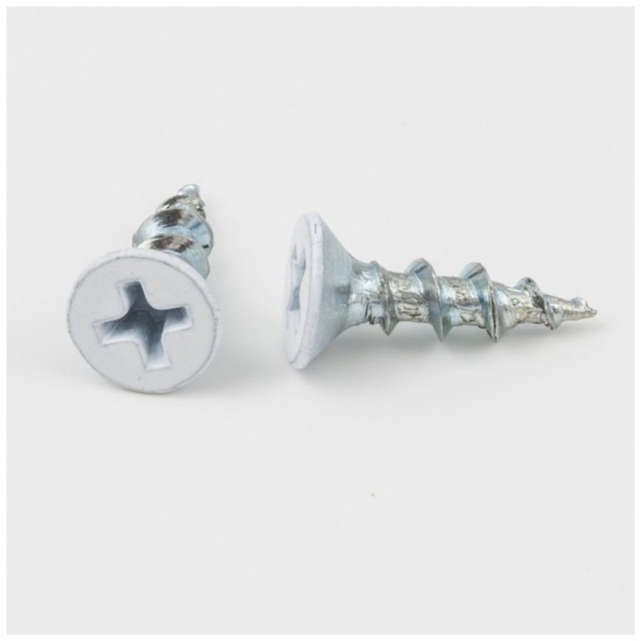 #8 x 5/8" White Phillips Drive Coarse Thread Flat Head Screw Sold by the Box (3 500). Order 3.5 for a Box of 3 500 Screws