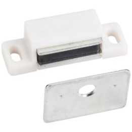 15 lb White Single Magnetic Catch with Zinc Strike