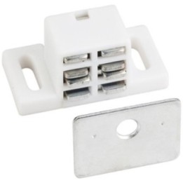 25 lb White Single Magnetic Catch with Zinc Strike