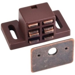 25 lb Brown Single Magnetic Catch with Bronze Strike and Screws