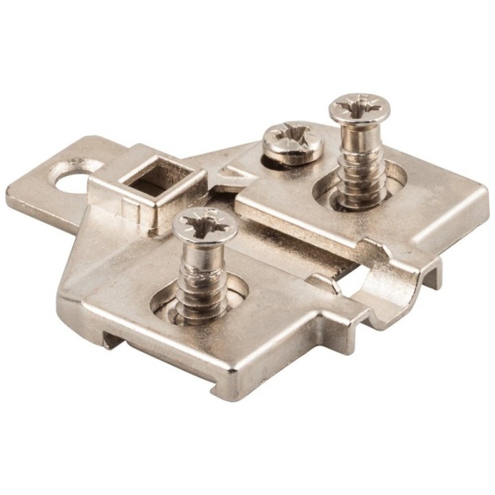 HR MAX™ Heavy Duty 0 mm Screw Adj 3 Hole Zinc Die Cast Plate with Euro Screws for 700  725  900 and 1750 Series Euro Hinges