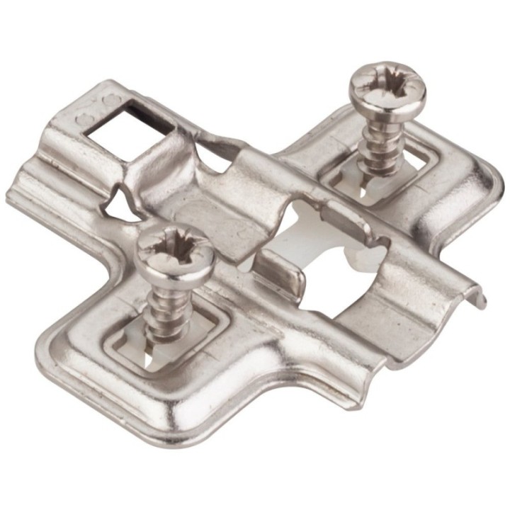 HR MAX™ Standard Duty 0 mm Non-Cam Adj Steel Plate  Wood Screws and 5 mm Dowels for 700  725  900 & 1750 Series Euro Hinges