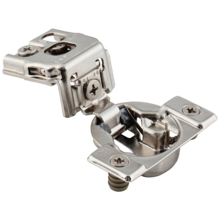 HR MAX™ 105° 1-1/4" Overlay Self-close Compact Hinge with 2 Cleats and Press-in 8mm Dowels.
